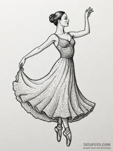 A graceful ballet dancer in a flowing dress,... - эскиз тату (№1751835998_0, 06.07.2025 21:06) — Tatufoto.com