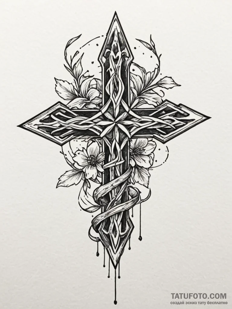 Withered bloom devouring ancient rune, ink il... - эскиз тату (№1751836166_0, 06.07.2025 21:09) — Tatufoto.com