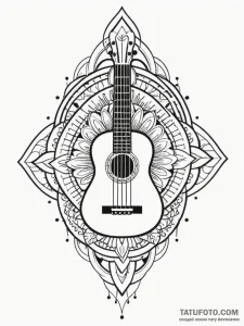 Ukulele with strings made of glowing plasma,... - эскиз тату (№1751836335_0, 06.07.2025 21:12) — Tatufoto.com