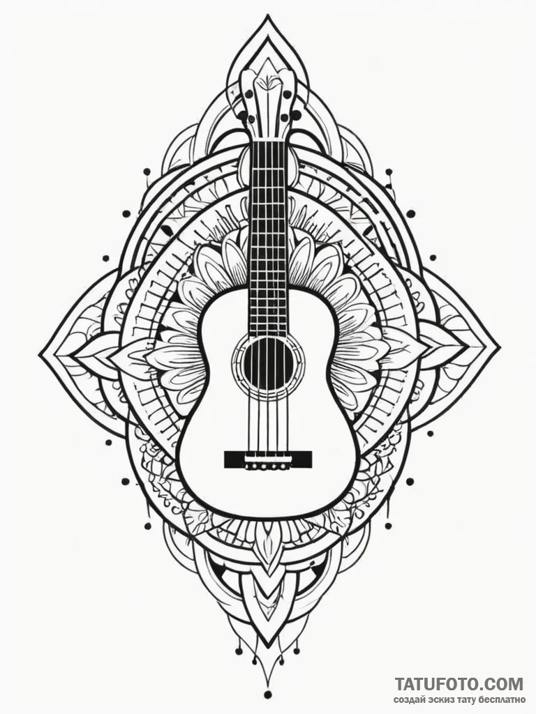 Ukulele with strings made of glowing plasma,... - эскиз тату (№1751836335_0, 06.07.2025 21:12) — Tatufoto.com