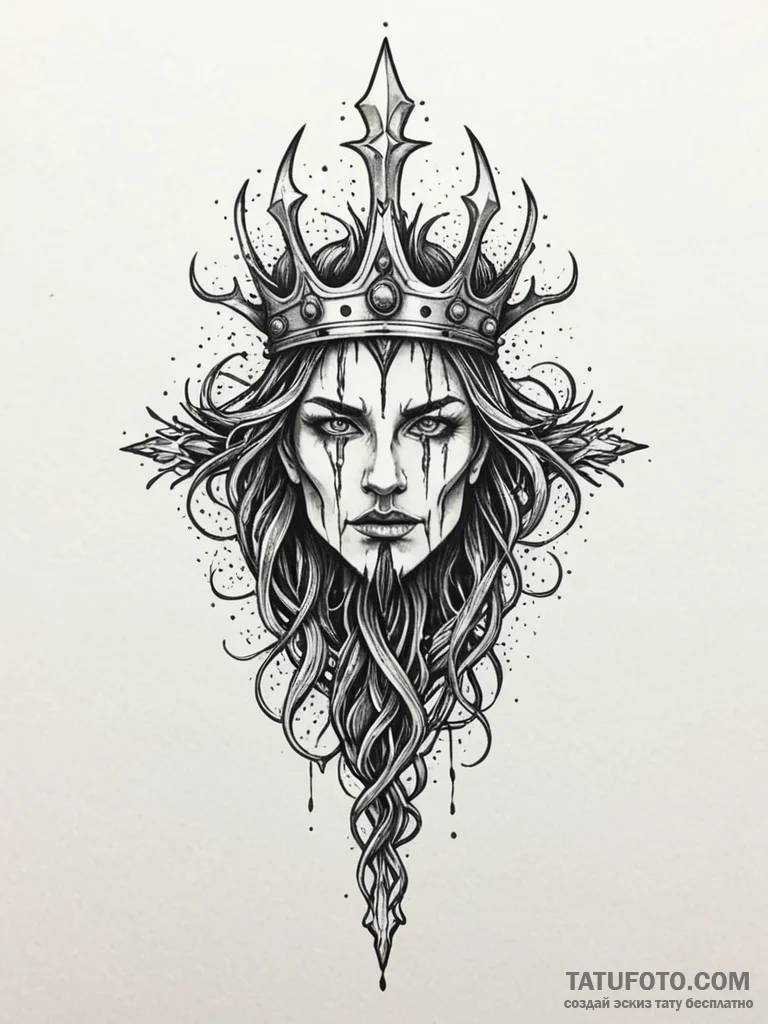 Haunted blade crowned in roots, concept art f... - эскиз тату (№1751836505_0, 06.07.2025 21:15) — Tatufoto.com