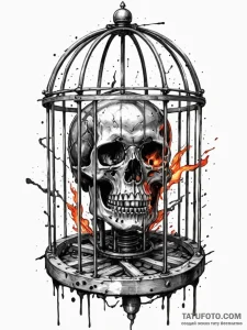 Burning relic locked in iron cage, concept ar... - эскиз тату (№1751836844_0, 06.07.2025 21:20) — Tatufoto.com