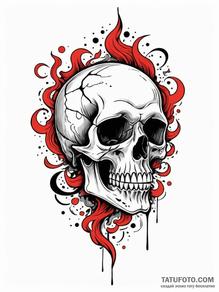 Animated skull breathing smoke, concept art f... - эскиз тату (№1751836928_0, 06.07.2025 21:22) — Tatufoto.com