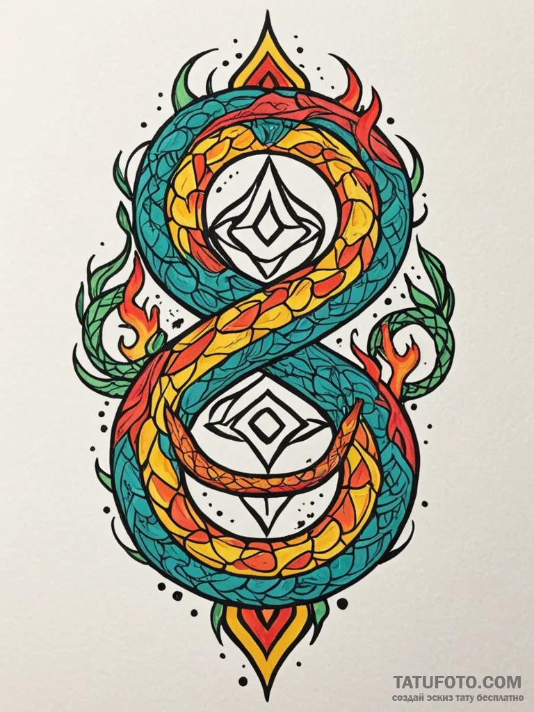 Burning serpent forming rune, tattoo sketch d… — эскиз тату (№1751837389_0, 06.07.2025 21:29) — Tatufoto.com
