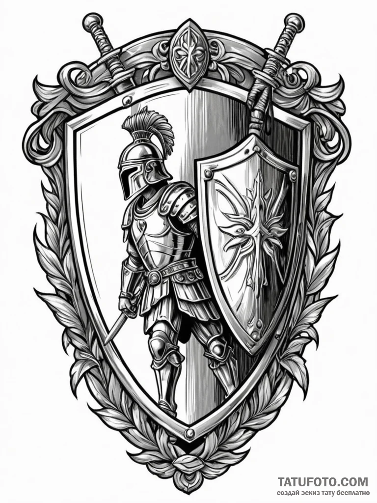 Crossed gladius swords behind a roman legiona… — эскиз тату (№1751837474_0, 06.07.2025 21:31) — Tatufoto.com