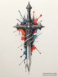 Dagger, artistic tattoo sketch, moderately de... - эскиз тату (№1751837558_0, 06.07.2025 21:32) — Tatufoto.com