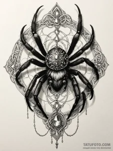 Tarantula with a jewel on its abdomen, artist... - эскиз тату (№1751837812_0, 06.07.2025 21:36) — Tatufoto.com