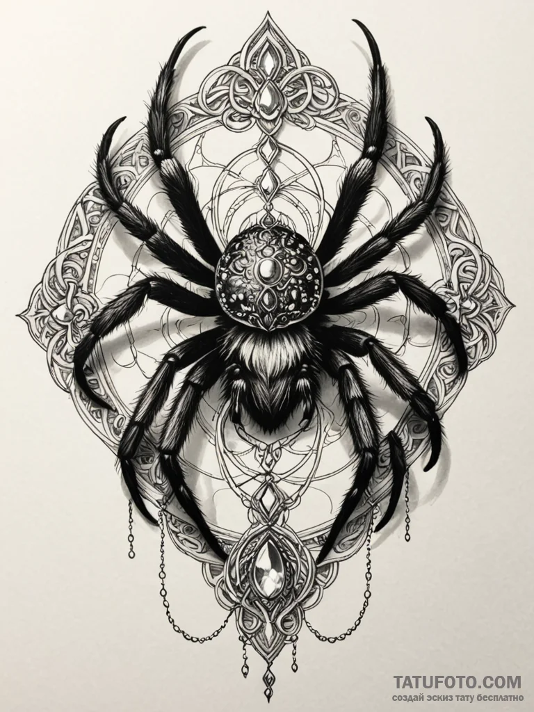 Tarantula with a jewel on its abdomen, artist... - эскиз тату (№1751837812_0, 06.07.2025 21:36) — Tatufoto.com