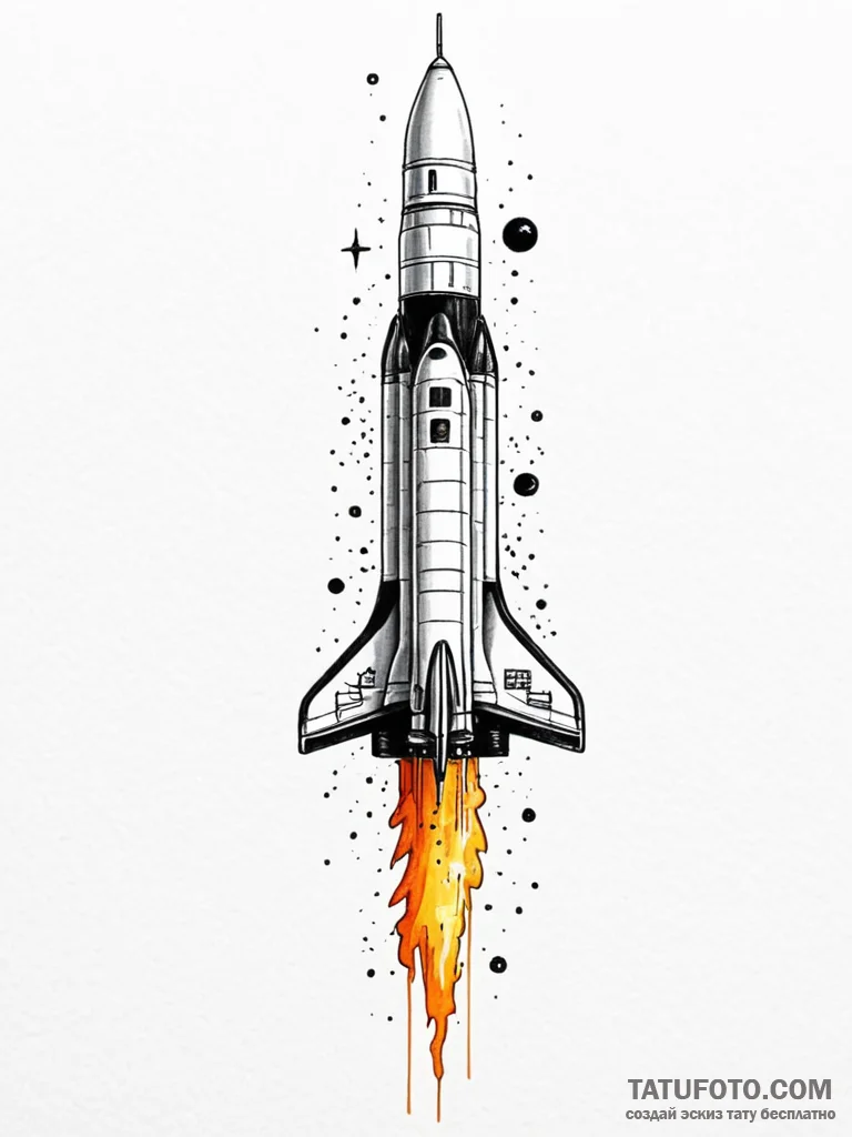 Vostok rocket, the first to carry a human to... - эскиз тату (№1751837897_0, 06.07.2025 21:38) — Tatufoto.com