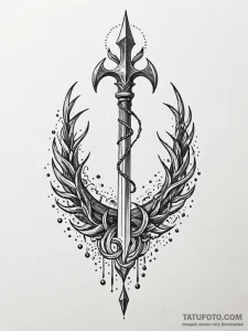 Neptune's trident emerging from a stormy sea,... - эскиз тату (№1751838066_0, 06.07.2025 21:41) — Tatufoto.com