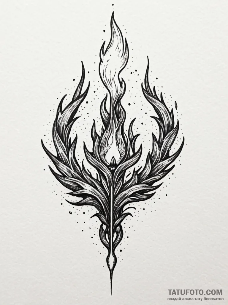 Needle blade devouring celestial flame, conce... - эскиз тату (№1751838572_0, 06.07.2025 21:49) — Tatufoto.com