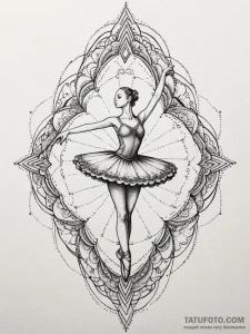 A graceful ballerina in motion, dynamic pose,... - эскиз тату (№1751838825_0, 06.07.2025 21:53) — Tatufoto.com