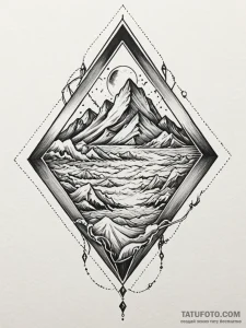Diamond with a captured storm inside, tattoo... - эскиз тату (№1751838994_0, 06.07.2025 21:56) — Tatufoto.com