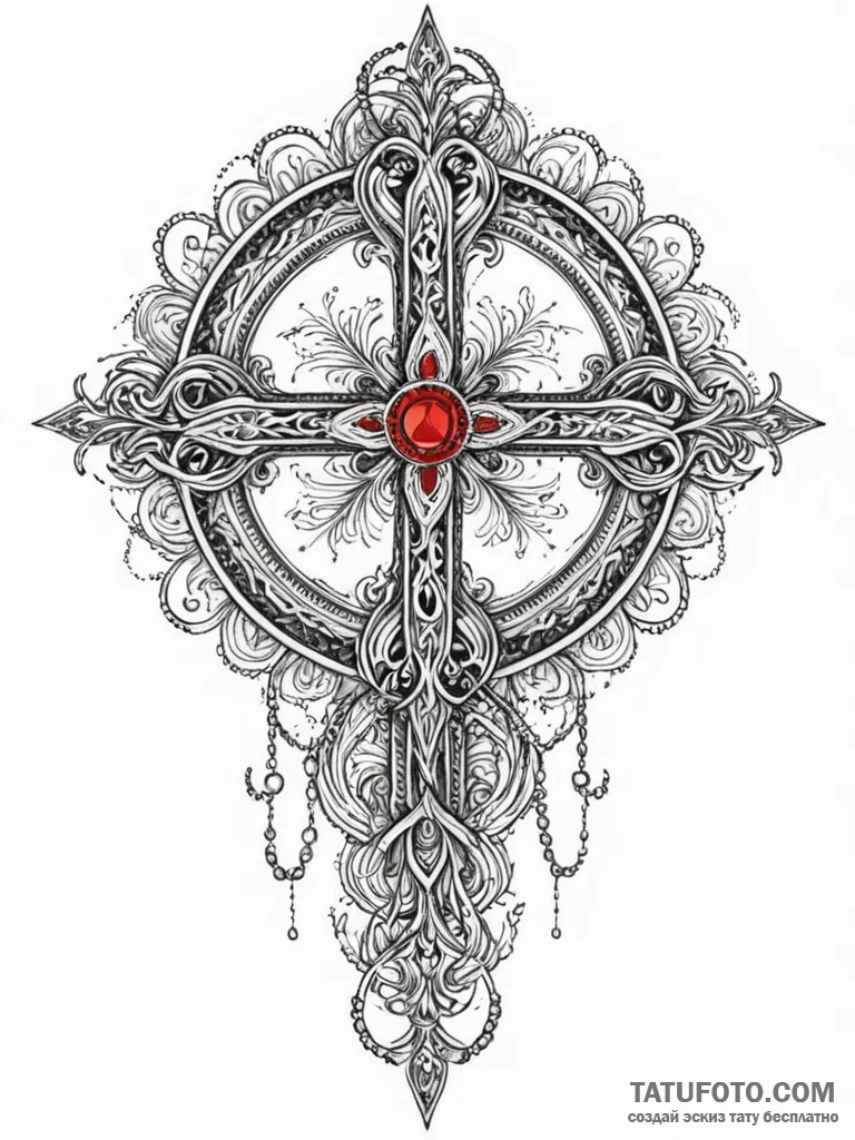 The leviathan cross, tattoo drawing outline,… — эскиз тату (№1751839078_0, 06.07.2025 21:57) — Tatufoto.com