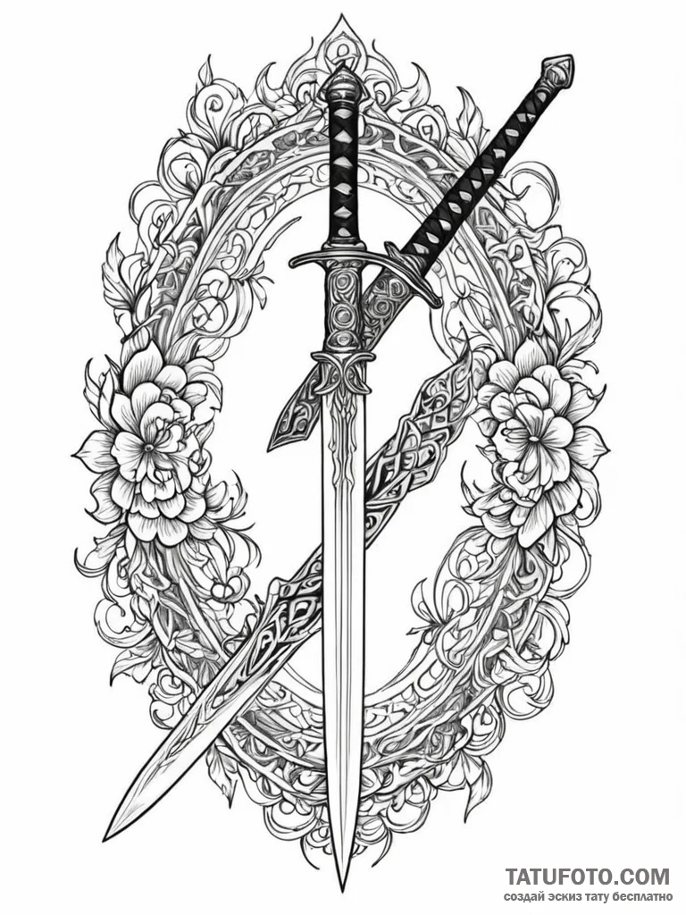 A nichirin sword from demon slayer, tattoo dr… — эскиз тату (№1751839162_0, 06.07.2025 21:59) — Tatufoto.com
