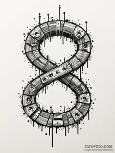 Infinity symbol made from a twisted cassette... - эскиз тату (№1751839413_0, 06.07.2025 22:03) — Tatufoto.com