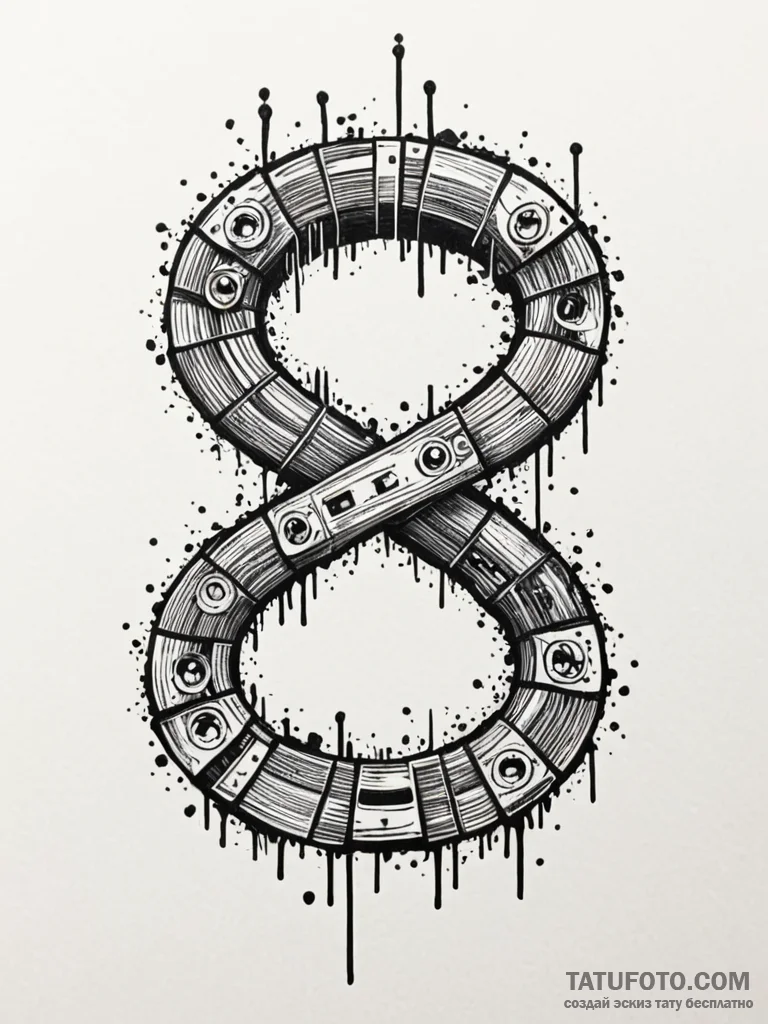 Infinity symbol made from a twisted cassette... - эскиз тату (№1751839413_0, 06.07.2025 22:03) — Tatufoto.com