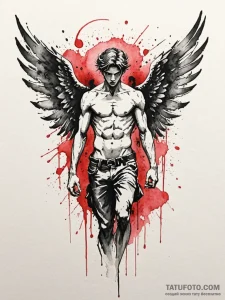 Angel warrior with tattered wings, tattoo dra... - эскиз тату (№1751839665_0, 06.07.2025 22:07) — Tatufoto.com