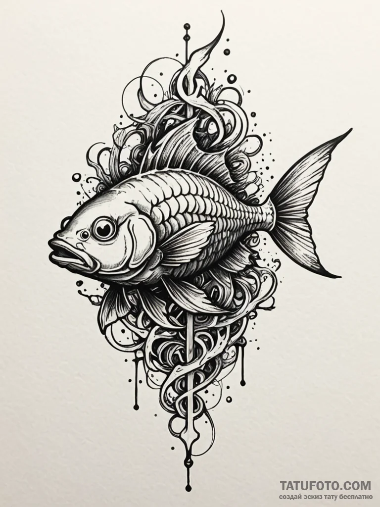 Abyssal fish with glowing bones, tattoo drawi... - эскиз тату (№1751839834_0, 06.07.2025 22:10) — Tatufoto.com