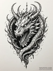 Dragon maw devouring light, tattoo flash shee... - эскиз тату (№1751839918_0, 06.07.2025 22:11) — Tatufoto.com