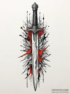 Glacial dagger beneath burning sky, ink illus... - эскиз тату (№1751840002_0, 06.07.2025 22:13) — Tatufoto.com