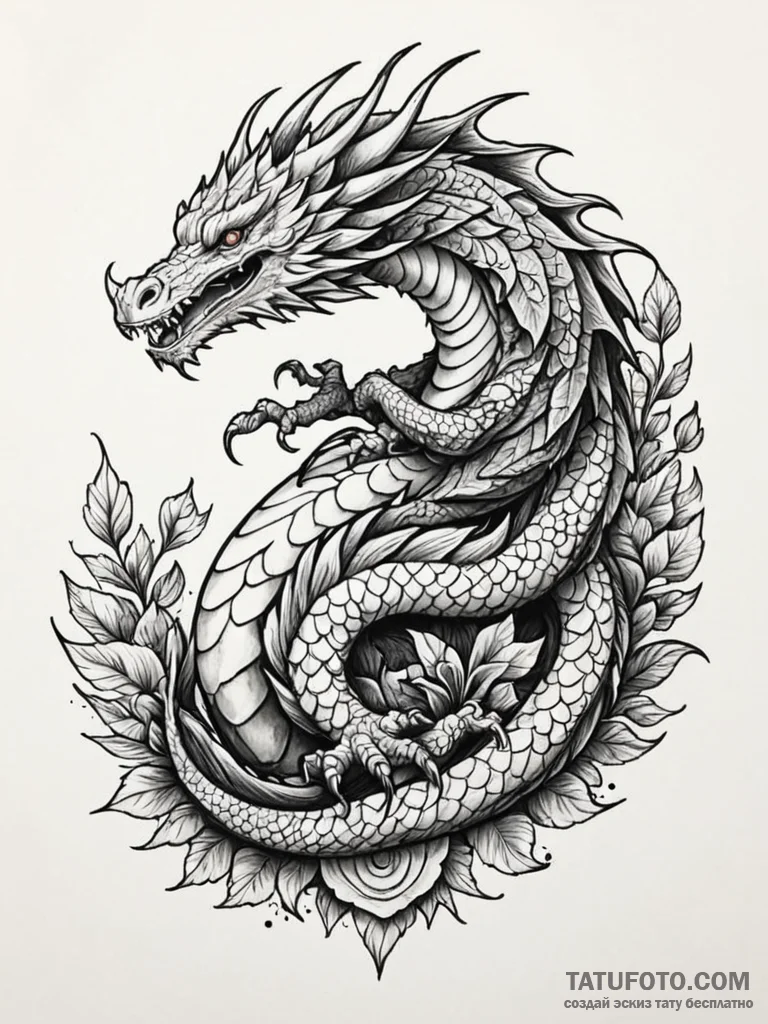 Bonsai tree growing on a sleeping dragon’s ba… — эскиз тату (№1751840885_0, 06.07.2025 22:28) — Tatufoto.com