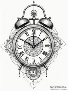 A powerful buzzing alarm clock, waking,, arti... - эскиз тату (№1751840970_0, 06.07.2025 22:29) — Tatufoto.com