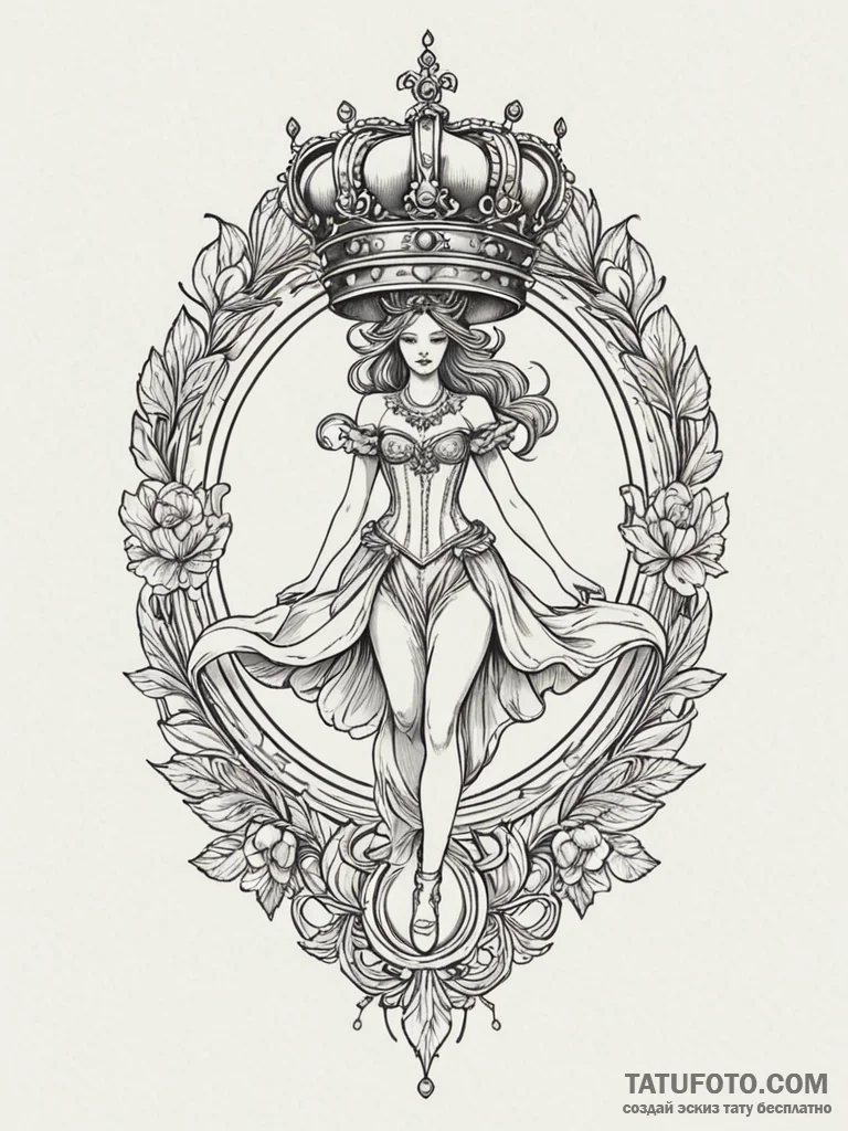 Animated crown levitating in light, artistic... - эскиз тату (№1751841391_0, 06.07.2025 22:36) — Tatufoto.com