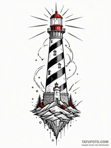 Lighthouse shattered by spectral force, tatto... - эскиз тату (№1751841979_0, 06.07.2025 22:46) — Tatufoto.com