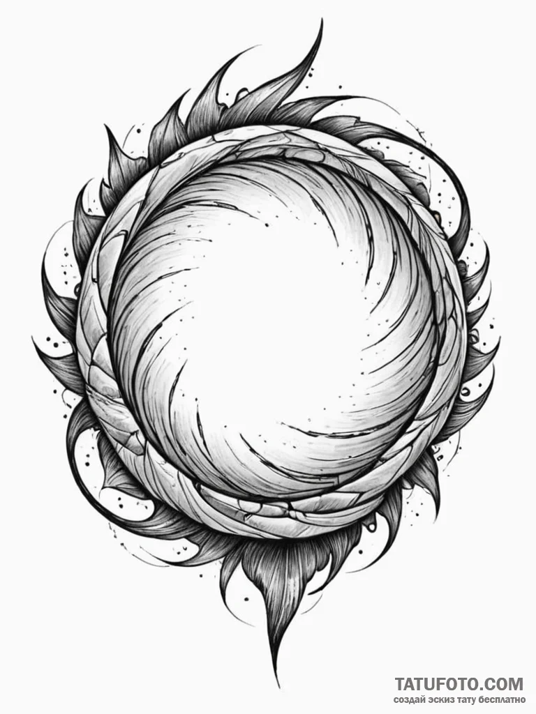 Ashen mirror cracked in spiral, tattoo sketch... - эскиз тату (№1751842064_0, 06.07.2025 22:47) — Tatufoto.com