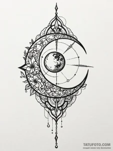 Black web ensnaring moon, tattoo drawing outl... - эскиз тату (№1751842148_0, 06.07.2025 22:49) — Tatufoto.com