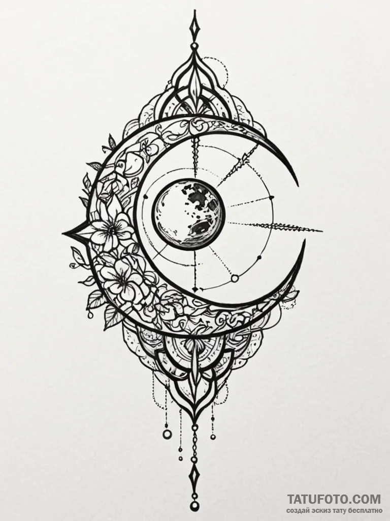 Black web ensnaring moon, tattoo drawing outl... - эскиз тату (№1751842148_0, 06.07.2025 22:49) — Tatufoto.com
