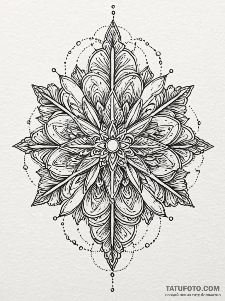 Snowflake, unique geometric pattern, concept... - эскиз тату (№1751842232_0, 06.07.2025 22:50) — Tatufoto.com