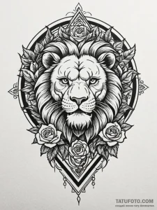 Ashen lion breaking ancient seal, tattoo sket... - эскиз тату (№1751842317_0, 06.07.2025 22:51) — Tatufoto.com
