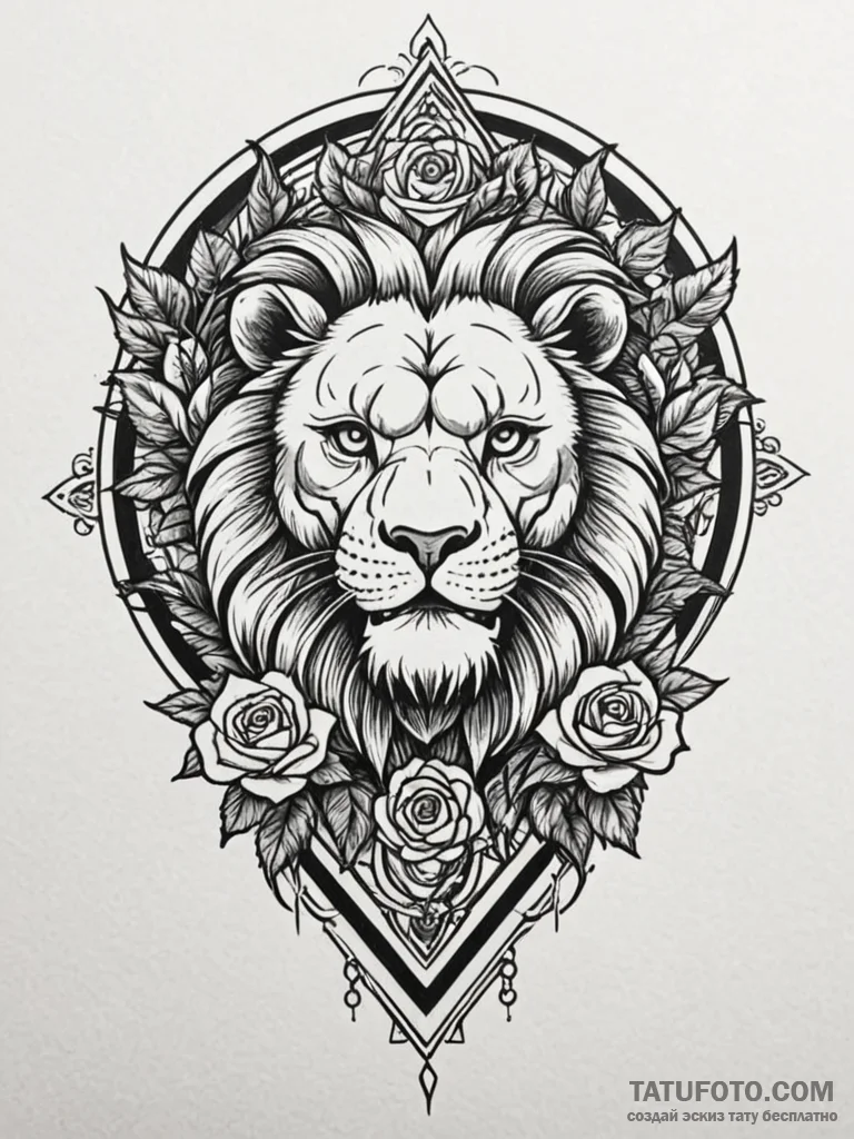 Ashen lion breaking ancient seal, tattoo sket... - эскиз тату (№1751842317_0, 06.07.2025 22:51) — Tatufoto.com