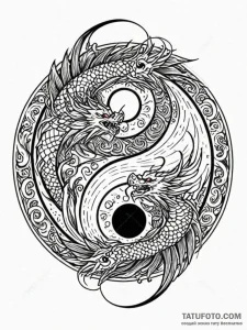 Yin-yang symbol formed by two fighting dragon... - эскиз тату (№1751843242_0, 06.07.2025 23:07) — Tatufoto.com