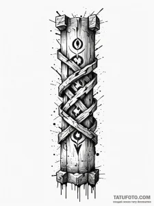 Oak pillar cracked with runes, ink illustrati... - эскиз тату (№1751843495_0, 06.07.2025 23:11) — Tatufoto.com