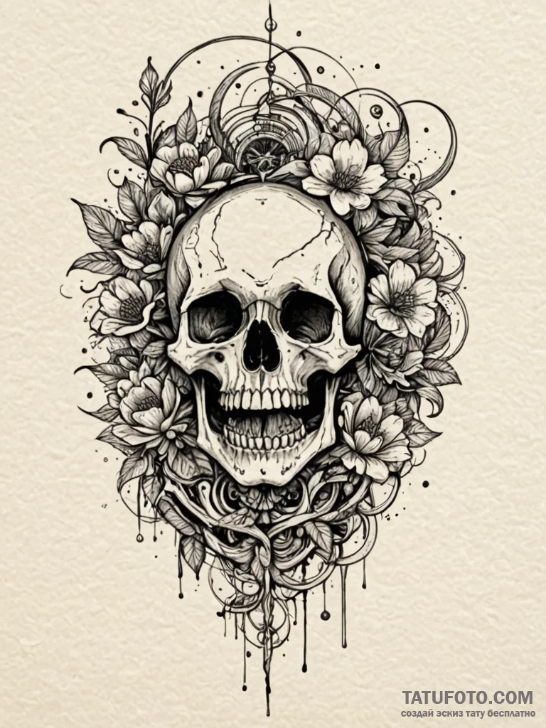 Oracle bloom devouring relic, ink illustratio... - эскиз тату (№1751843835_0, 06.07.2025 23:17) — Tatufoto.com