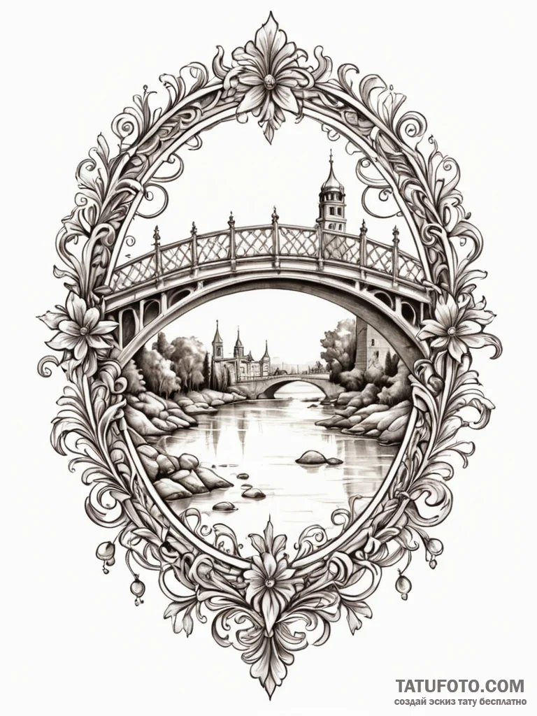 Bridge, tattoo sketch design, clear image, sh... - эскиз тату (№1751843919_0, 06.07.2025 23:18) — Tatufoto.com