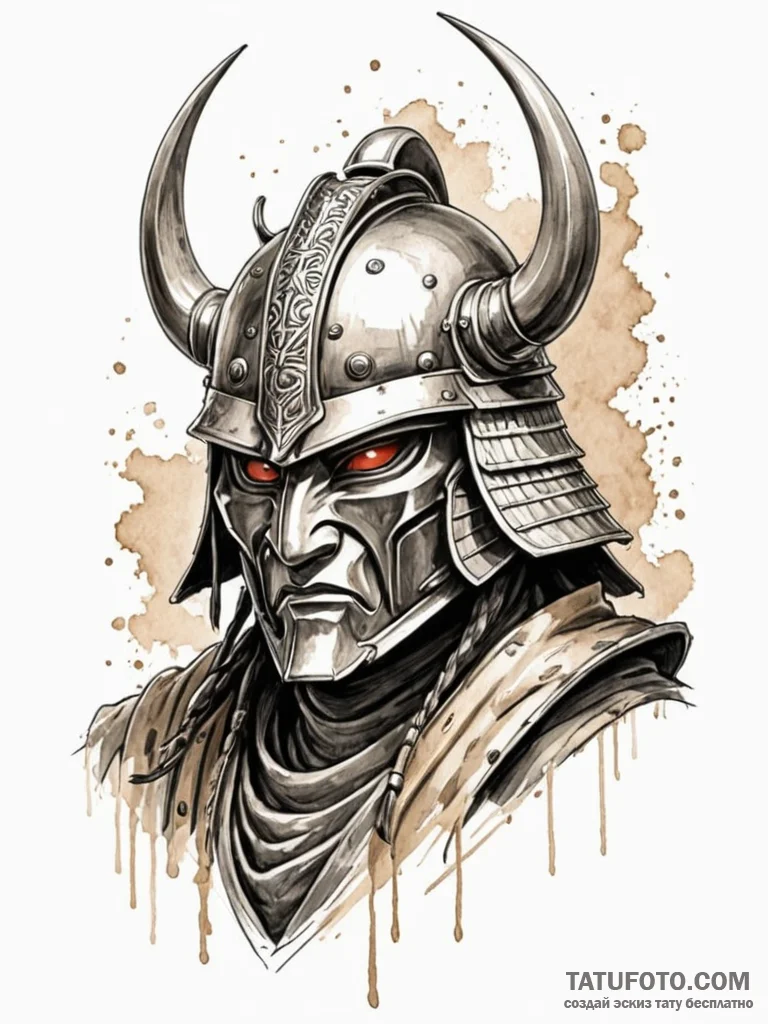 Samurai's helmet (kabuto), symbolizing bushid... - эскиз тату (№1751844003_0, 06.07.2025 23:20) — Tatufoto.com