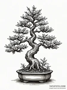 Bonsai, tattoo sketch design, sepia tone sket... - эскиз тату (№1751844256_0, 06.07.2025 23:24) — Tatufoto.com