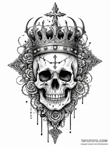 Ghost relic crowned with bone, ink illustrati... - эскиз тату (№1751844340_0, 06.07.2025 23:25) — Tatufoto.com