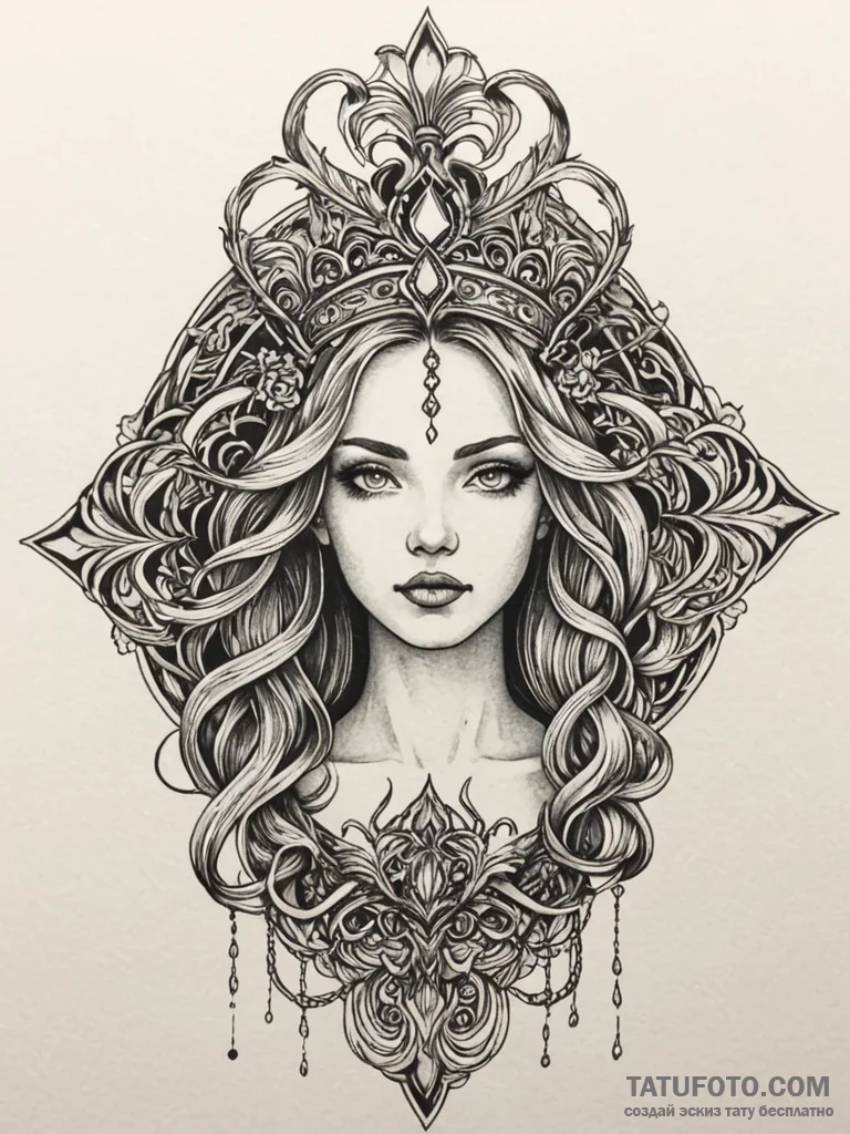 Tide crown beneath burning sky, tattoo line a... - эскиз тату (№1751844761_0, 06.07.2025 23:32) — Tatufoto.com