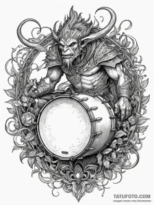 Orcish drum echoing in ruins, concept art for... - эскиз тату (№1751844935_0, 06.07.2025 23:35) — Tatufoto.com