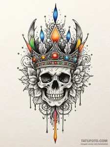 Noble blade crowned with bone, tattoo line ar... - эскиз тату (№1751845535_0, 06.07.2025 23:45) — Tatufoto.com
