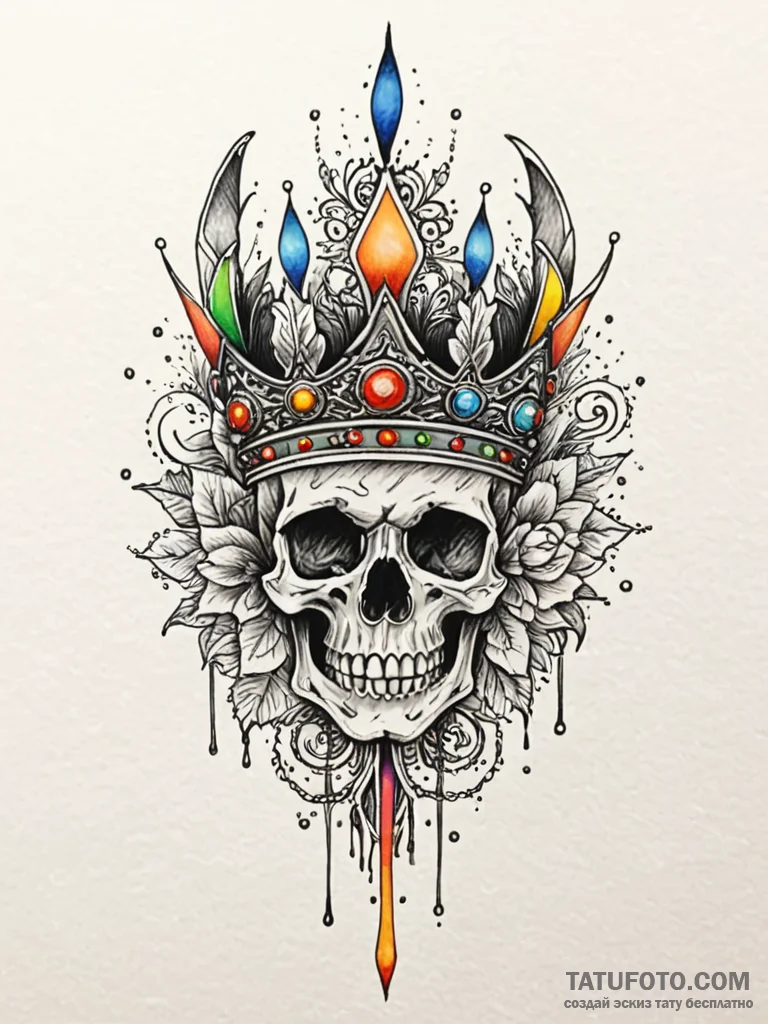 Noble blade crowned with bone, tattoo line ar... - эскиз тату (№1751845535_0, 06.07.2025 23:45) — Tatufoto.com