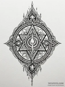 Violet sigil burning beneath mist, concept ar... - эскиз тату (№1751845793_0, 06.07.2025 23:49) — Tatufoto.com
