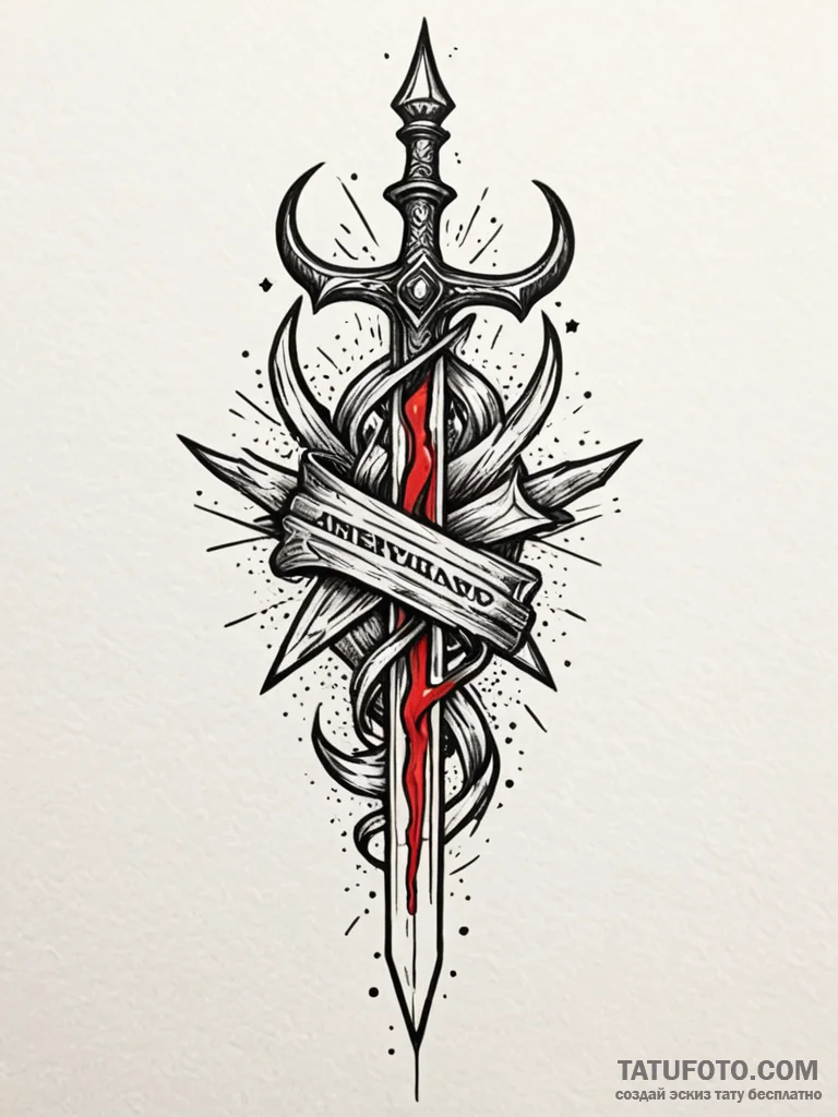 Dagger melting beneath stars, tattoo sketch d... - эскиз тату (№1751845879_0, 06.07.2025 23:51) — Tatufoto.com