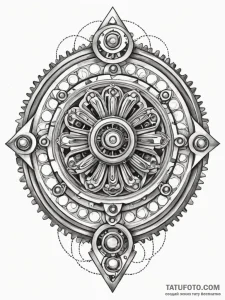 An ancient automaton slowly awakening in a fo... - эскиз тату (№1751846175_0, 06.07.2025 23:56) — Tatufoto.com