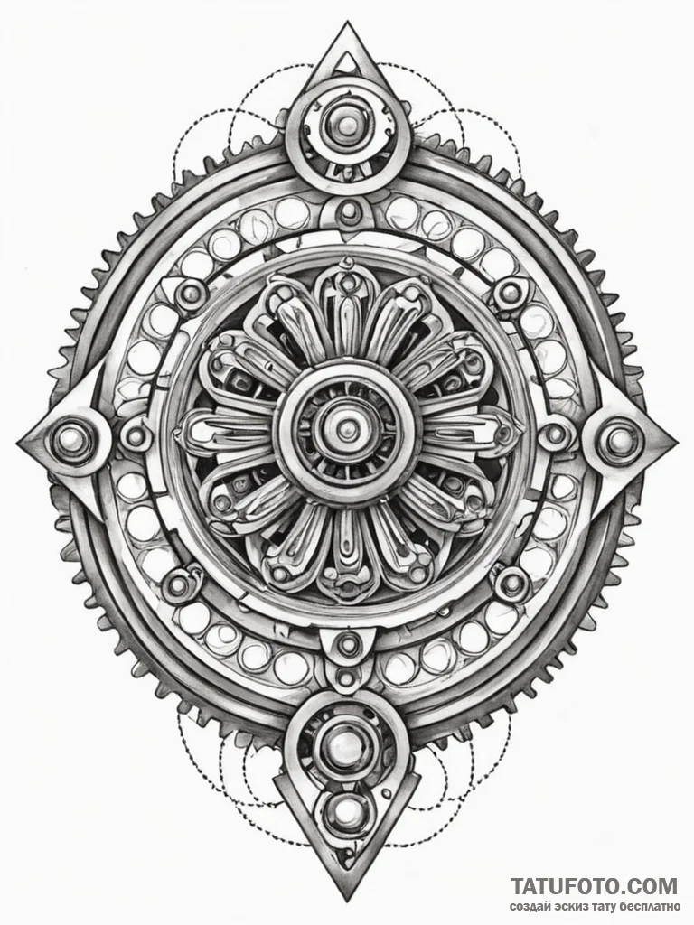 An ancient automaton slowly awakening in a fo... - эскиз тату (№1751846175_0, 06.07.2025 23:56) — Tatufoto.com